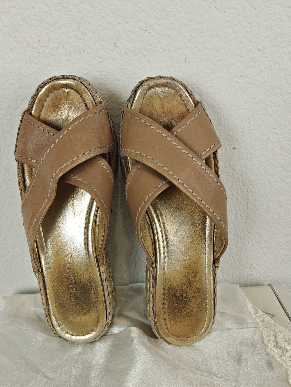 Prada Colorblock Leather Espadrille Platform Sandals | Euro Chic Statement 6.5 - Picture 11 of 13